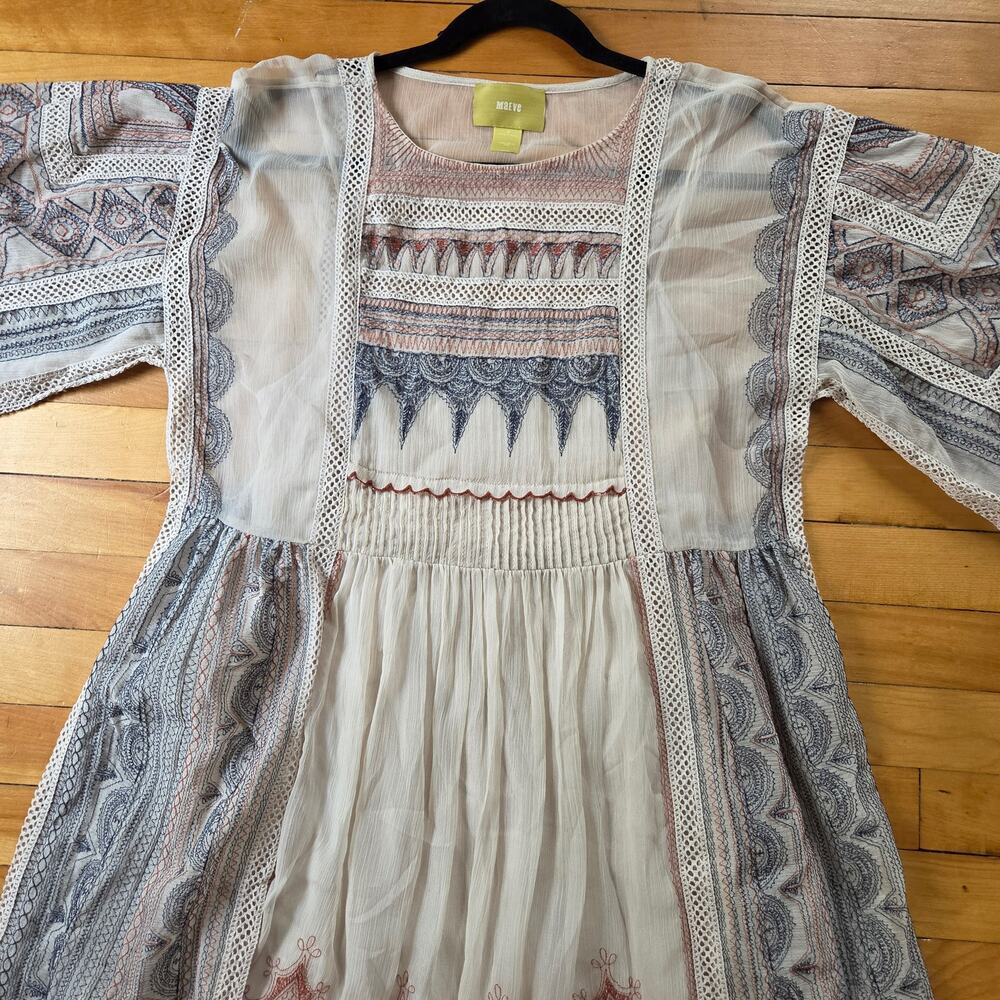 Anthropologie Maeve Toronto Embroidered Peasant Midi Dress Boho Gauze Small - Picture 8 of 15